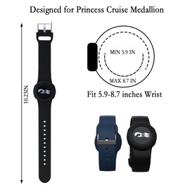 2-Pack Princess Cruise Medallion Holder Accessories & 4-Pack Waterproof Cruise Luggage Tag - Zip Seal Pouch for Carnival Ocean Medallion (2023, 2024, 2025) with 4 Colors Steel Loops, Black/Blue