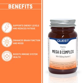 Quest Quest Mega B Complex with 1000mg Vitamin C 30 Tablets (Pack of 3)