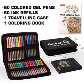 Shuttle Art Gel Pens, 120 Pack Gel Pen Set 60 Colored Gel Pen with 60 Refills for Adults Coloring Books Drawing Doodling Crafts Scrapbooking Journaling