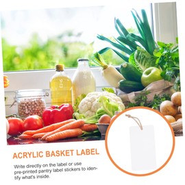 Operitacx 16pcs Basket Label Labels Kitchen Organizers and Storage Dispenser Stickers Baskets Containers Tag Signage Signs Clear Removable Holder Jars Plate Food Silverware Bowls Acrylic