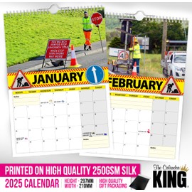 The Calendar King - British Roadworks - 2025 Wall Calendar - A4 Size // Funny/Quirky/Christmas/Birthday/Gift Idea/Present/Novelty/Humour/Secret Santa