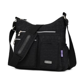 NOTAG Umhängetasche Damen, Leichte Mehrfach-Taschen Schultertasche Damen Wasserdicht Nylon Handtasche Umhängetasche (Schwarz)