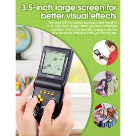 HLF 3.5-inch Large Screen Retro Brick Game Console for The 80s/90s Build in Block Game Racing/Tank Built-in 23 Classic Games Nostalgic Puzzle Children's Console (Black)