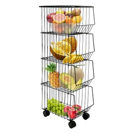 Cbhfmljd 4-Tier Wire Shelving Rack Shelf Household Kitchen Storage Metal Shelf Organizer, Non-Slip Pads and Removable Sliding, Waterproof and Ventilated for Pantry Closet Kitchen Laundry