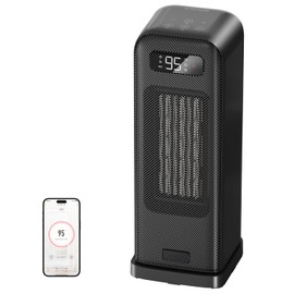 Space Heaters for Indoor Use, Smart Portable Electric Heater with Thermostat, WiFi and Voice Control, 12H Timer, 4 Modes, 36dB 1500W PTC Ceramic Safety Heat for Office Bedroom Home 1Pack Black