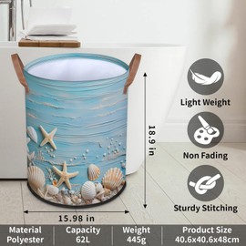 Sea Star Shell Laundry Basket for Clothes Books Toys Adult Kids Rotundity Laundry Hampers Bin for Bathroom Kitchen Hotel