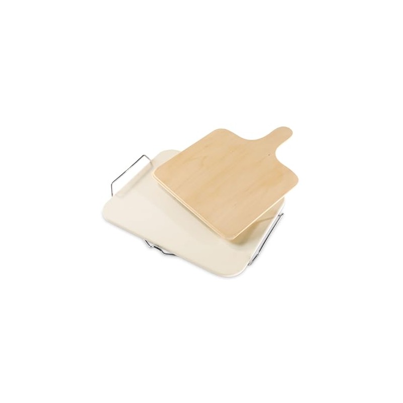 Leifheit Large Square Ceramic Pizza Stone with Carrying Tray and