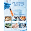 1mL/cc 31G 1/4-Inch 6mm Lab Syringe, Individually Wrapped, Scientific Use,