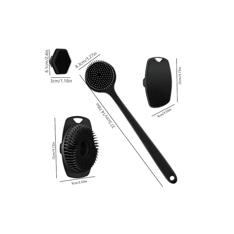 Juego de 4 Cepillos de Silicona para Baño, Incluye Cepillo