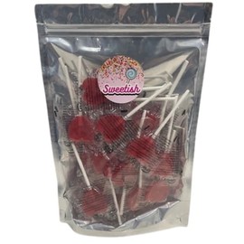 Sweetish Love Heart Cherry Lolly Pops Party Bag or Perfect For Sharing