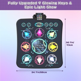 JOYCUDDLE Upgraded Dance Mat Toys for Kids 3-12 Years, Electronic Dance Pad with Light-Up 9-Buttons, 3 Game Modes, Adjustable 7-Level Volume, 9 LED Game Lights, Birthday for Girls and Boys