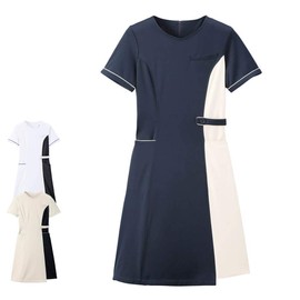 Nursery Super Beauty Stretch Side Bi-Color Dress, Non-transparent, Medical Lab Coat, Nurse, Esthetics, Beauty, Reception, Uniform, Midnight Blue