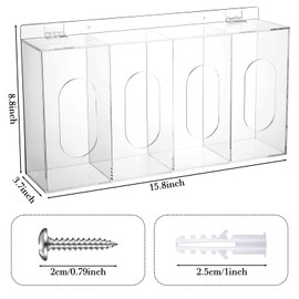 Soaoo 1 Pcs Hairnet Shoe Cover Dispenser Wall Mounted Clear Acrylic Face Mask Dispenser Box with Lids 4 Compartments Gloves Holder on Wall Disposable Mask Acrylic Storage for Organizing Kitchen
