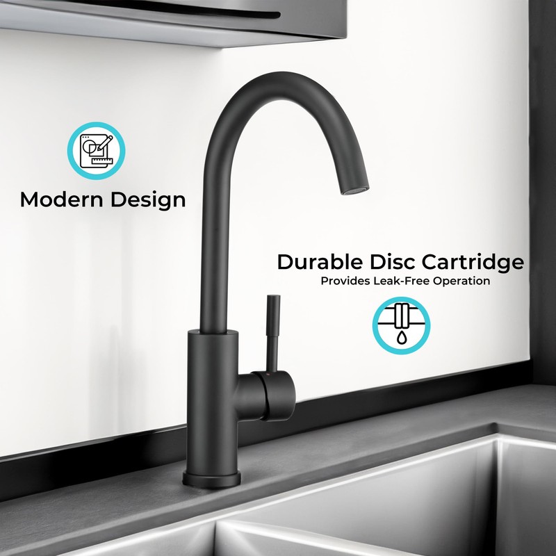 Dura Faucet Streamline Gooseneck RV Kitchen Faucet - Matte Black