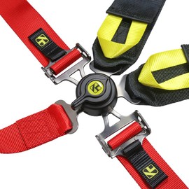 Kyostar 5 Point Racing Seat Belt Harness Set Camlock Quick Release with Premium Quality Soft Webbing and Black Steel Hardware Universal 2"+3" Width Red