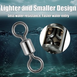 Dr.Fish 50 Pack Fishing Micro Swivels Fly Fishing Swivels Rolling Barrel Swivels High Strength Solid Rings Hook line Connector Black Nickel Swivels Fishing Tackles 9mm