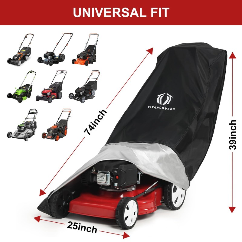 TitanCovers Lawn Mower Cover with PA Coating & Double Drawstring
