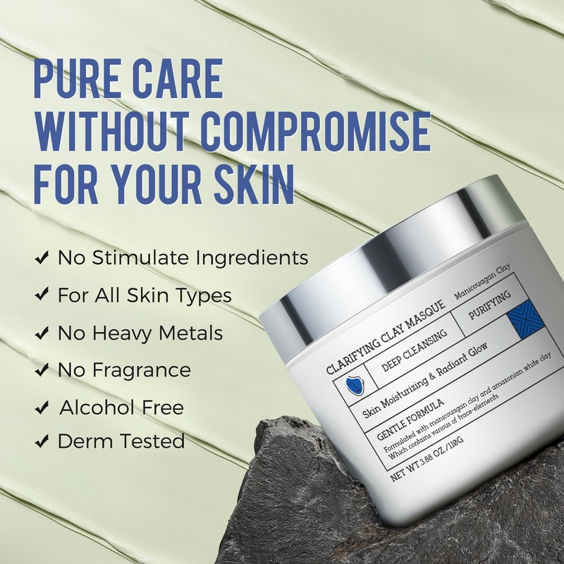 NING DERMOLOGIE Clay Mask for Face Sensitive Skin: Triple Mud