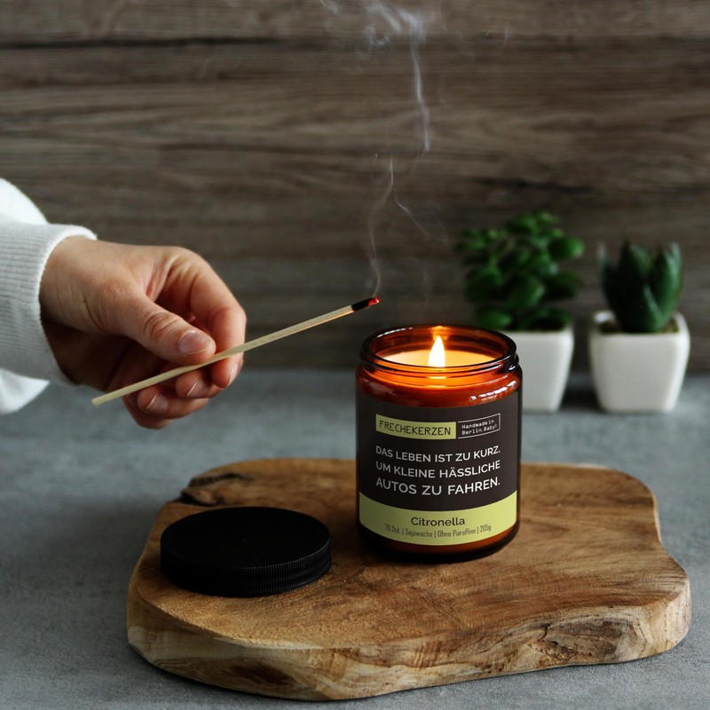 Lustige Citronella Kerze mit Spruch für Männer | Handgemacht aus