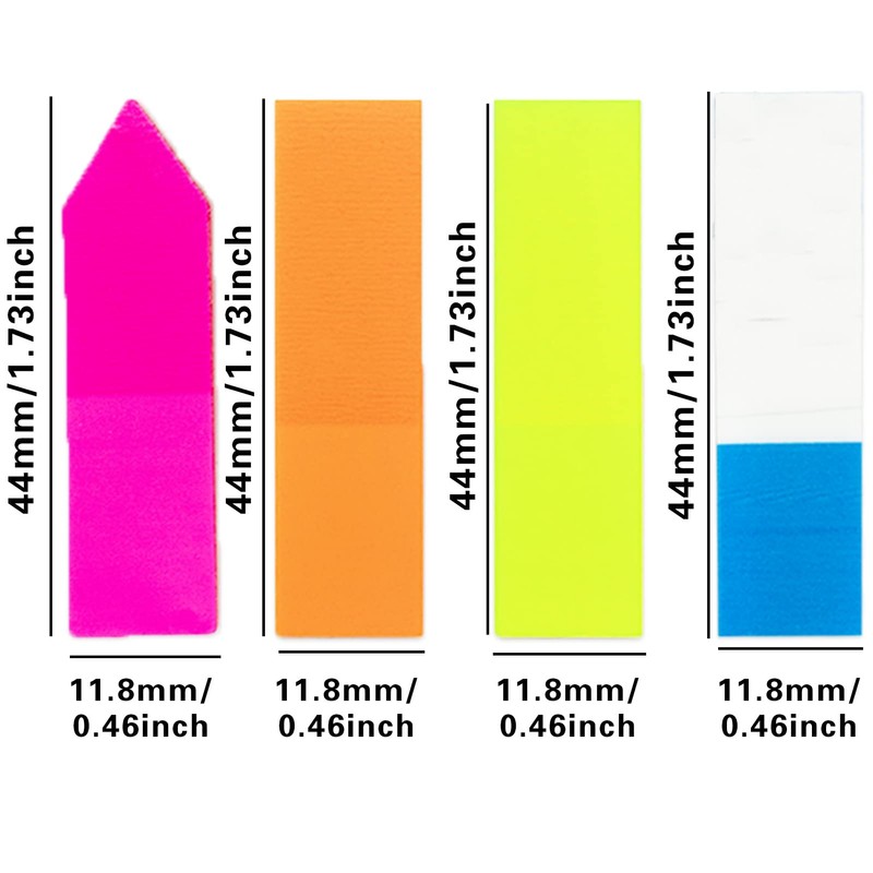 400pcs Neon Index Tabs, 5 Bright Colors Translucent Index Flags