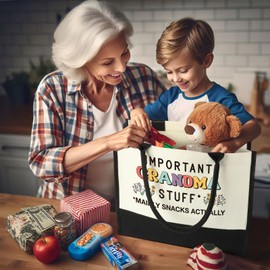 Grandma Tote Stuff Bag, Gifts for Grandma Christmas, Birthday Gift Idea for New First Time Grandma from Grandkids, Gift for Gigi Nana, Grandmother, First Time Best Grandma Shopping Grocery Bag