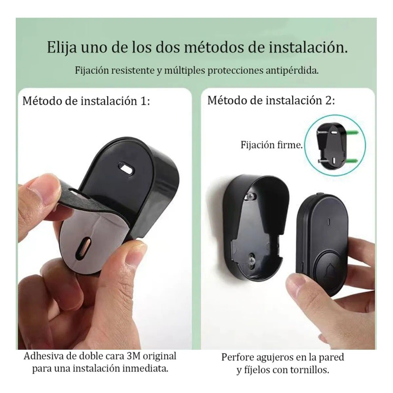 Timbre Inalámbrico Impermeable Con Luz Led 1 Transmiso 1 Rec