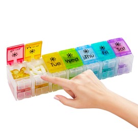XL Weekly Pill Organizer Arthritis Friendly, AM PM Travel 7 Day Pill Box Case,Twice a Day Large Pill Case to Hold Vitamins, Fish Oil,Supplements and Medication (Clear)