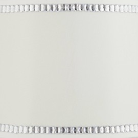 White Large Drum Lamp Shade with Crystal Trim 13" Top x 15" Bottom x 10" High x 10" Slant (Spider) Replacement - Springcrest