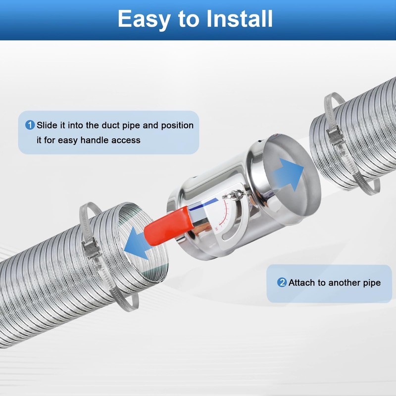 TOP-VIGOR 4 Inch HVAC Duct Manual Volume Backdraft Damper, Full