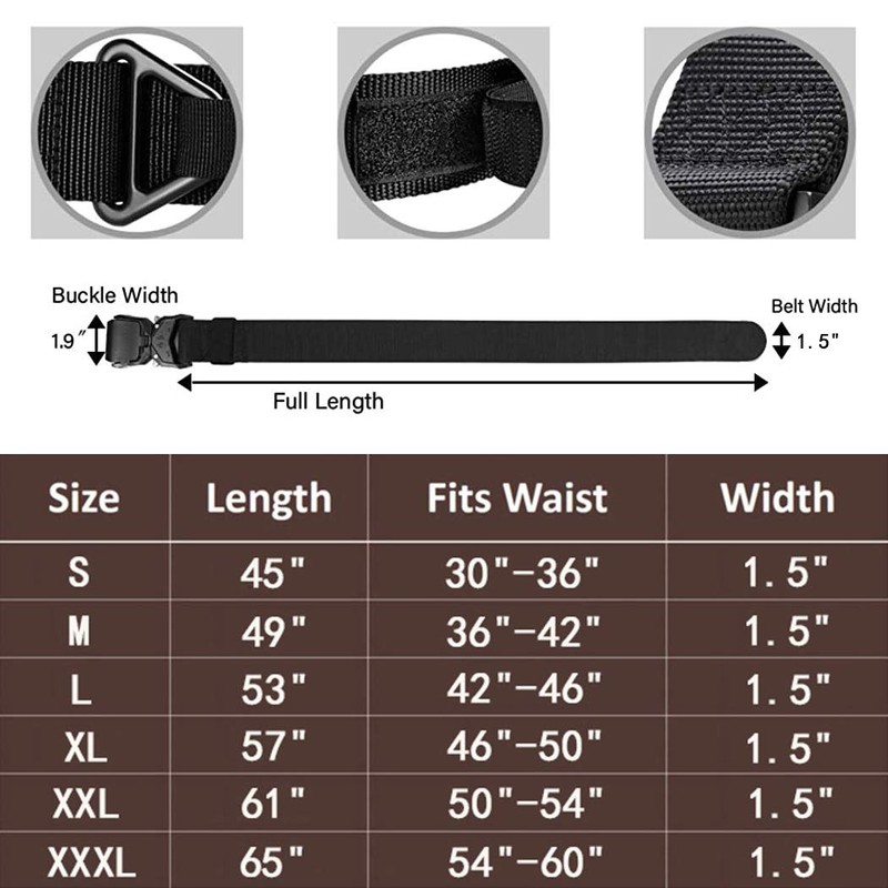 MOZETO Tactical Belt, Heavy-Duty Nylon Web Belt with Quick-Release V-Ring