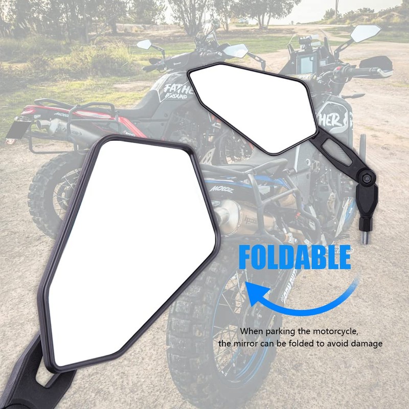 DREAMIZER Balck 8mm 10mm Motorcycle Rear View Mirrors for Handlebars