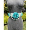 Unique pearls maternity sash for baby shower gender reveal (Turquoise)