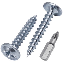 (Pack of 200 pcs) Zinc Plated Steel 4.0 x 25 mm Wood Screws, Metal Screws, Modified Truss Head, Self Tapping (200, 4.0 x 25 mm)