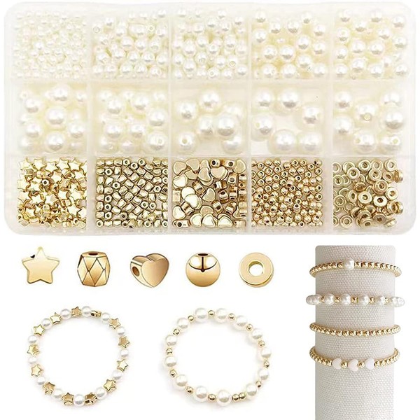 Bmeigo 720pcs Spacer Beads Bracelet Making Kit, Loose Imitation Pearls