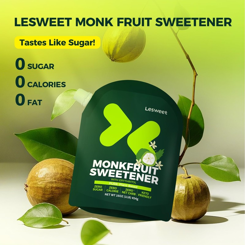 Lesweet Monk Fruit Sweetener with Erythritol, Monk Fruit Extract, 1:1
