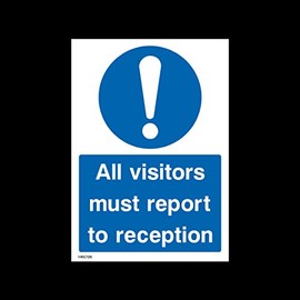 All visitors must report to reception Plastic Sign with double sided fixing tape (MISC126) - No Parking, Private Property, Access, Disabled Parking, Vehicle, Warning