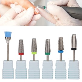 Yosoo Juego de Brocas para Uñas 5 en 1 Acero de Tungsteno Cabezal de Pulido para Pulido de Uñas Herramientas de Manicura Brocas para Uñas Herramientas para Quitar Cutículas de Uñas Limas de(Plata)