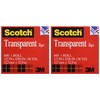 Scotch Transparent Tape, 1/2 in x 1296 in, 2 Boxes/Pack