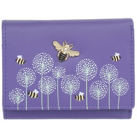 Mala Leather Moonflower Collection Small Leather Purse RFID Blocking 3552_56 Purple
