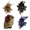 4 Feather Leopard Flower with Pearl Satin Headbands for Women