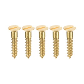 sourcing map Wood Screws M5 x 25mm Slotted Flat Head Brass Self-Tapping Screw 20 Pcs