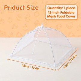 3 Mesh Food Covers Pop Up, Reusable 12 Inch Collapsible Food Nets Covers for Outdoor BBQs and Garden Parties, Keep Flies, Bugs & Mosquitoes Away While Maintaining Freshnes