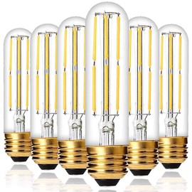 YFXRLIGHT Dimmable T10 LED Bulbs Warm White 2700K,6W LED Tubular Edison Bulbs 60 Watt Equivalent,550LM, E26 Medium Base Lamp Bulb for Desk Lamp, Pendant Lights,6Pack