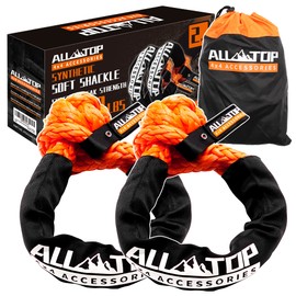 ALL-TOP Synthetic Soft Shackle Rope 1/2in x 22in (48300Lbs Max Break) UHMWPE Recovery Tow Shackles for Offroad 4x4 Vehicles, 2 PCS