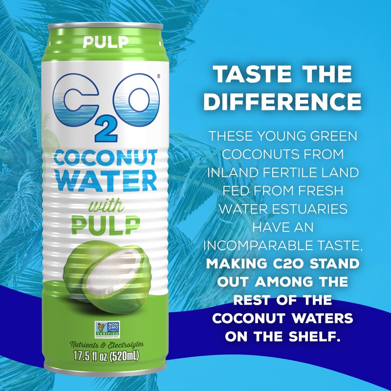 C2O - Coconut Water with Pulp (12 Pack) - Made