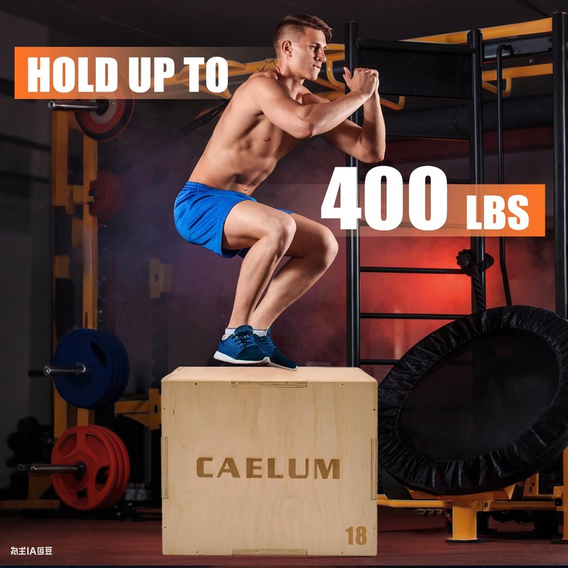 CAELUM 3-in-1 Wooden Plyo Box – Non-Slip Jump Box for