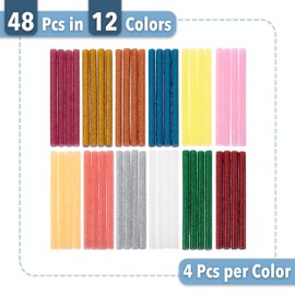 Mr. Pen- Glitter Hot Glue Sticks, 4"x0.27", 48 pcs, Colored Hot Glue Gun Sticks, Mini Glue Sticks for Hot Glue Gun, Mini Hot Glue Sticks, Colored Glue Sticks, Small Glue Sticks, Hot Glue Sticks Bulk
