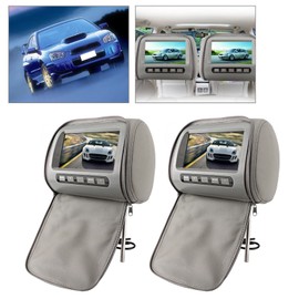 2pcs 7 inch HD Car Headrest LCD Video Player with Zipper Cover Remote Control Gray