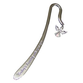 Stunning Shiny Silver Colour Guardian Angel Bookmark with Crystal Effect Gems & The Quote 'Reading is Dreaming with Open Eyes' - Guardian Angel Bookmark Gift for Her