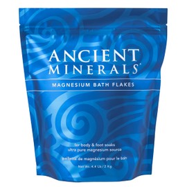 Ancient Minerals Magnesium Bath Flakes - Bathing Alternative to Epsom Salt - Soak in Natural Salts - High-Absorption Efficiency for Relaxation, Wellness & Muscle Relief (4 .4 lb)